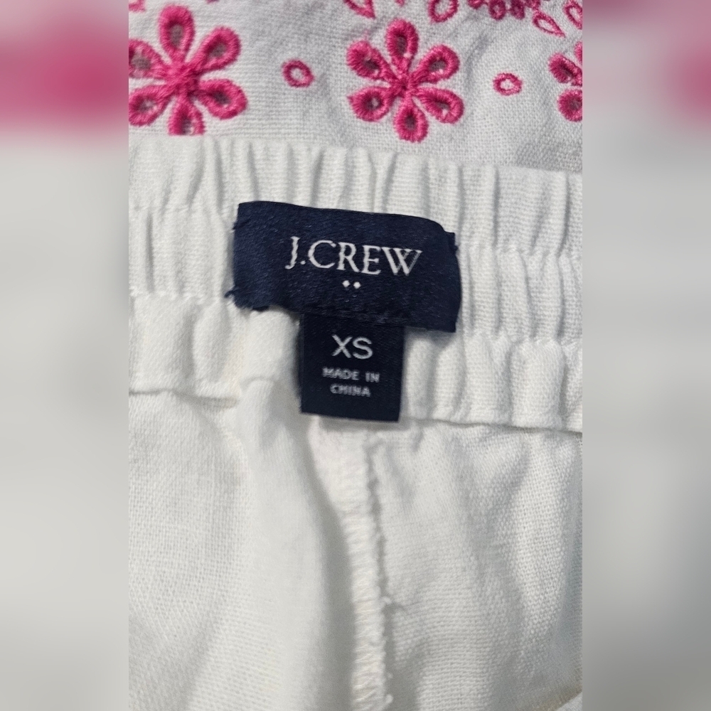 J.Crew Linen Blend Embroidered Drawstring White Short XS - Picture 5 of 5